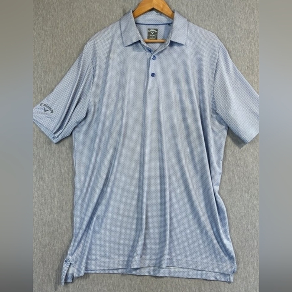 Callaway Golf Polo Shirt Men’s Size Large Purple White Geometric Opti-Dri